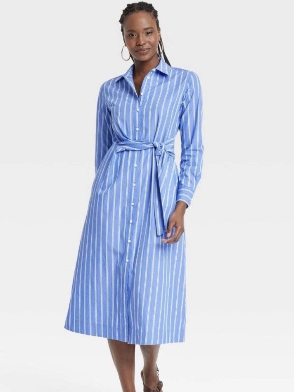Universal Thread Blue and White Striped Shirt Dress